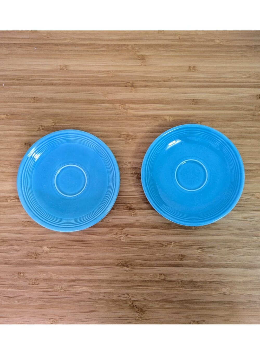 Vintage Fiestaware Turquoise Demitasse Saucers – Set of 2